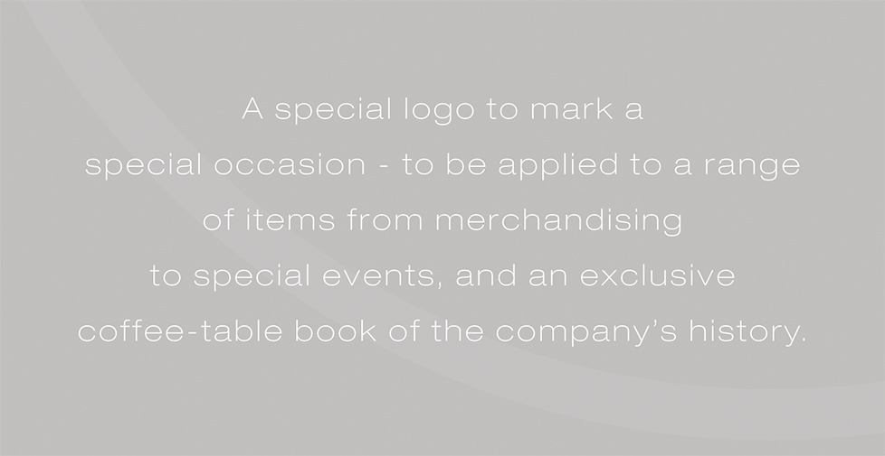 J Wainwright logo design and graphic design. A special logo to mark a special occasion - to be applied to a range of items from merchandising to special events, and an exclusive coffee-table book of the company’s history.